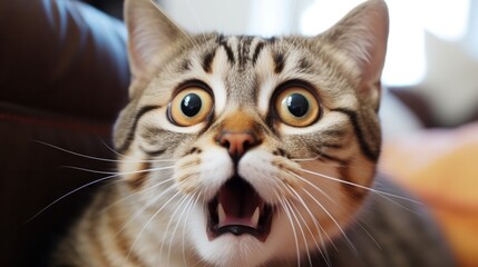 surprised cat make big eyes. American shorthair surprised cat or kitten funny face big eyes, cute, domestic, kitten, feline, Emotional surprised, kitty, wow