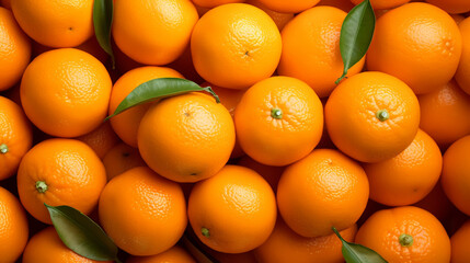 Fresh mandarin oranges fruit or tangerines with leaves, as background