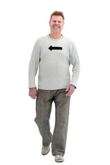 Fototapeta premium in full growth. cheerful man striding energetically forward