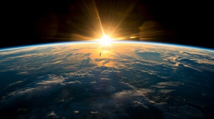 Sun Shining Over Earth, Bright and Beautiful View of Our Planet