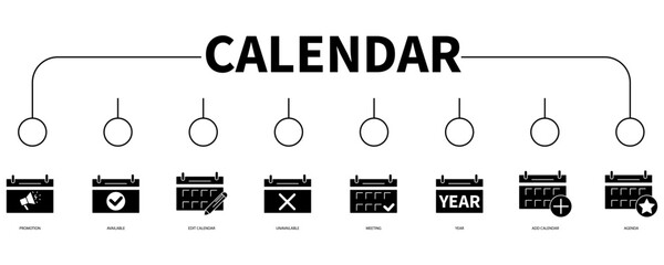 Calendar banner web icon vector illustration concept - obrazy, fototapety, plakaty