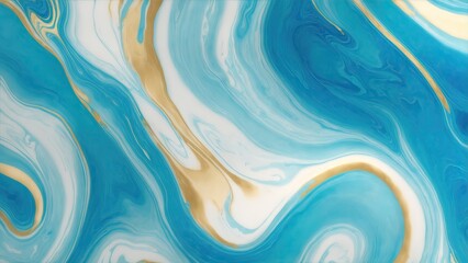 Teal and blue color with golden lines liquid fluid marbled texture background