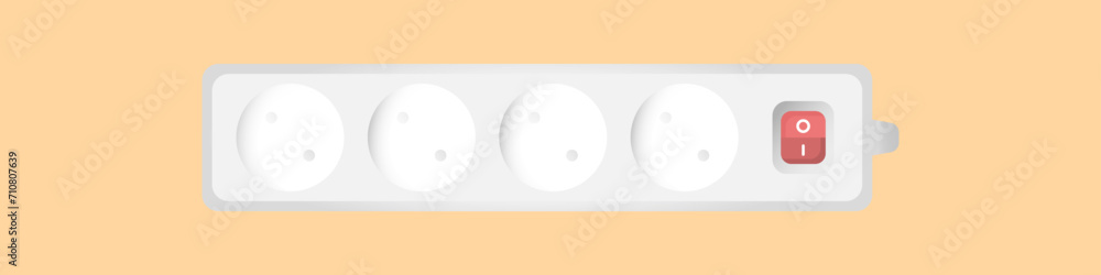 Poster white extension cord vector icon. realistic extension cord icon. multi-socket adapter. energy in the