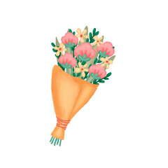 Bouquet of beautiful flowers on white background
