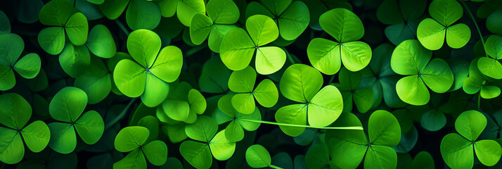 Four leaf clovers pattern background - ai generative