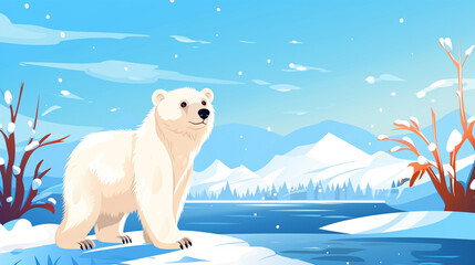 Cute polar bear paws up over wall, polar bear face cartoon
