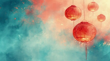 East-West Harmony: Digital Illustration of Chinese New Year Banners in a Festive Fusion of Traditions.