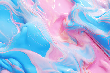 Pink and blue acrylic color liquid ink swirl abstract background with ravishing turbulence wavy pattern and detailed texture. Colorful and realistic dynamic texture - obrazy, fototapety, plakaty