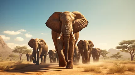 Elephant Gathering. A small group of elephants gather at a waterhole on a summer's day under threatening skies. © alexkich