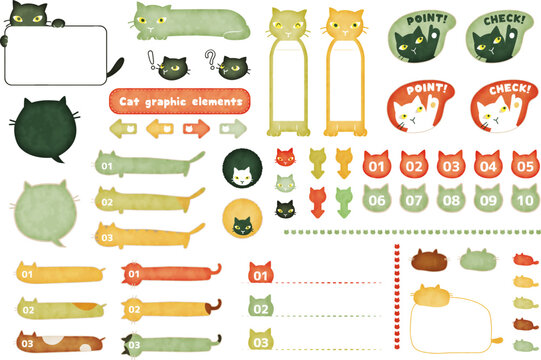 見出し　猫　かわいい　ビンテージ　あしらい　セット