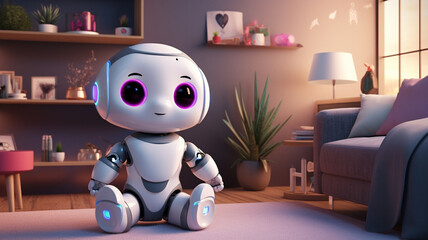 cute robot in the living room