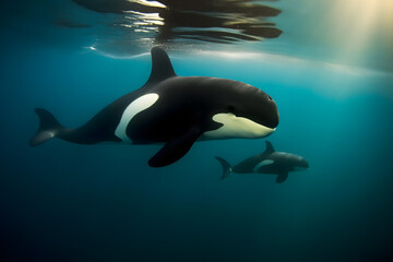 Obraz na płótnie Canvas Killer Whale, orcinus orca. Neural network AI generated art