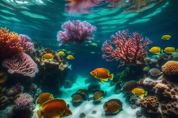 Naklejka na ściany i meble coral reef and fish Generated with AI.