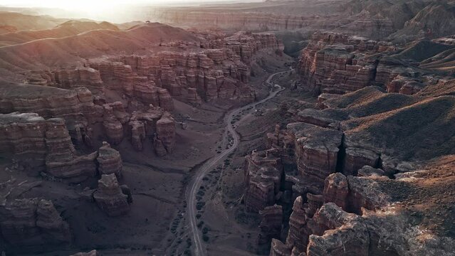 Charyn. Kazakhstan. Charyn canyon aerial video from a quadcopter.
