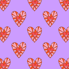 retro psychedelic patterns-hearts and valentines for February 14th.Funky and groovy heart shapes ornaments.Hippie rainbow backgrounds only good vibes.valentine's day 1970-1980	