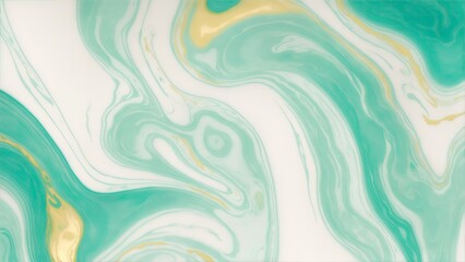 Green and blue color with golden lines liquid fluid marbled texture background