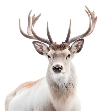 white deer with horns on a white background