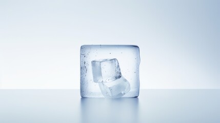  an ice cube with two ice cubes in it's center and one ice cube with two ice cubes in it's center.
