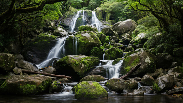 waterfall in the forest high definition photographic creative image