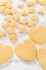Heart-shaped sugar cookies with royal icing