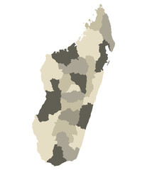 Madagascar map. Map of Madagascar in administrative provinces in multicolor