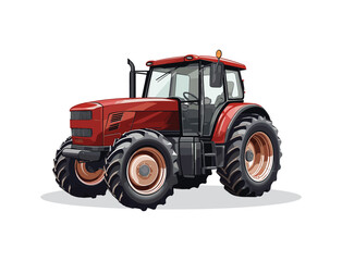 High detailed illustration of a farm tractor isolated on white background.	