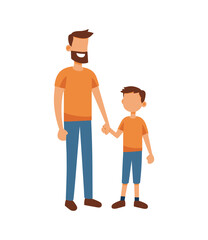 A happy father, Dad, standing with his son