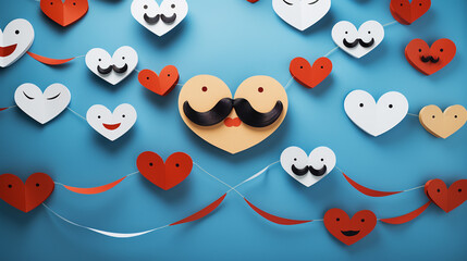 Fototapeta premium Red hearts on rope with clothespins. Place for text, copy space.
