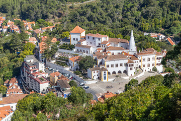 Fototapeta na wymiar Sintra National Palace. Sintra town. Portugal. Top view
