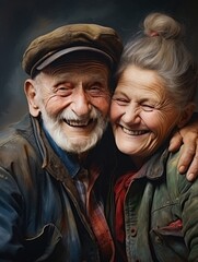 Valentine's Day. love and old people. close up of man senior and woman traveling together. happy retired adult couple