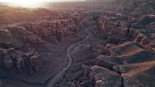 Charyn. Kazakhstan. Charyn canyon aerial video from a quadcopter.
