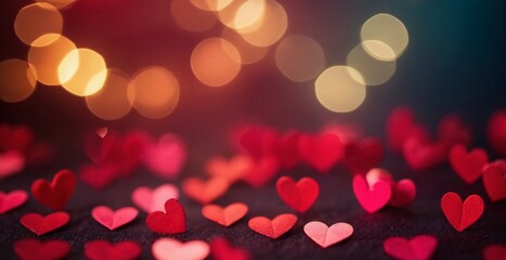 Red Hearts Bokeh Background