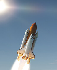 Rocket above the earth. The elements of this image furnished by NASA. - 710821237