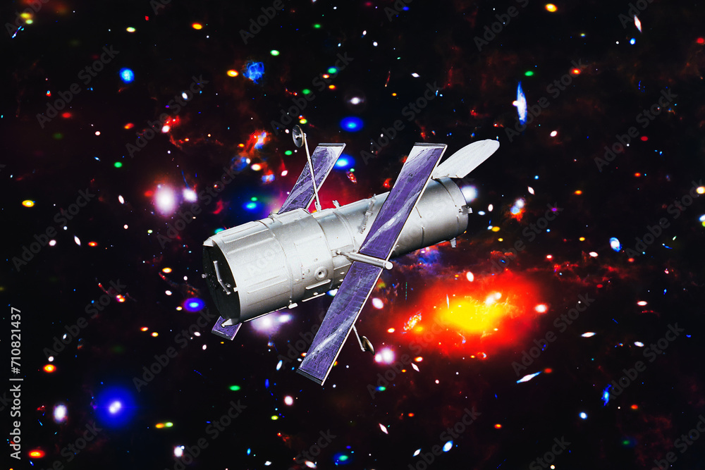 Wall mural spaceship in outer space. the elements of this image furnished by nasa.