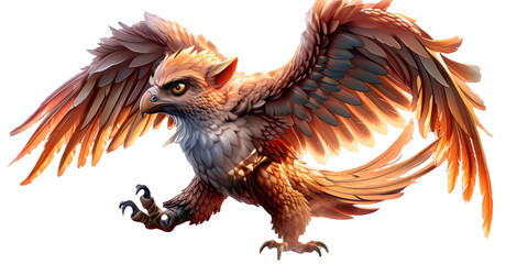 Fototapeta premium Beautiful mythical griffin on a white background.