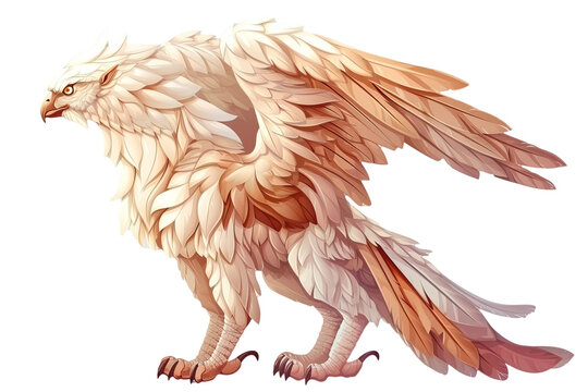 Beautiful mythical griffin on a white background.