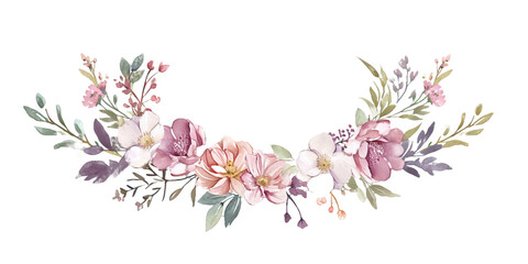 enchanting oval frame featuring a variety of flowers, creating a romantic ambiance perfect for St. Valentine's Day on a white backdrop. - obrazy, fototapety, plakaty