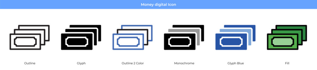 Money digital Icon Set