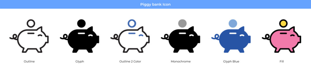 Piggy bank Icon Set