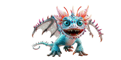 Fototapeta premium chilling illustration mythical creature, its terrifying features prominently displayed on a white background.