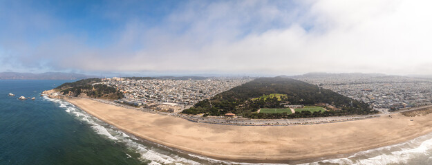 Richmond and Golden Gate Park. View over the districts of Richmond and the Golden Gate Park in San...