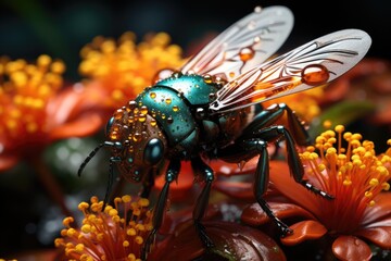 Nature beauty captured macro view of insect Generative AI