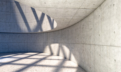 abstract modern curved concrete interior.