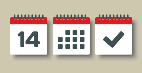 Vector icon page calendar - 14 day, agenda, done