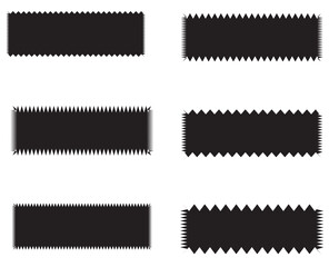 Wavy edge rounded square icon set. A group of 4 squared shapes with round corners and jagged edges. Isolated on a white background.