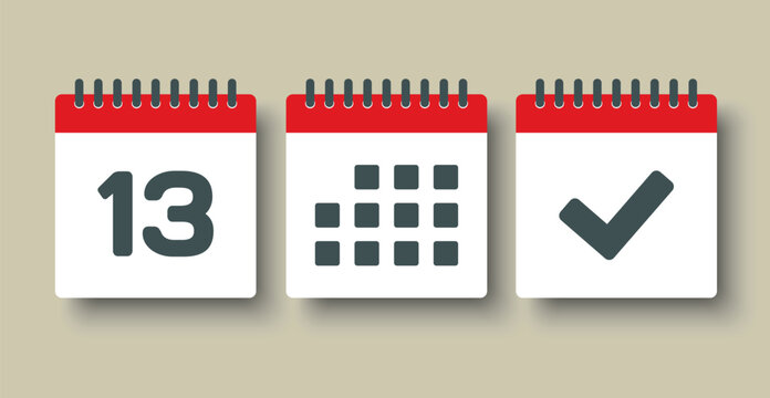 Vector icon page calendar - 13 day, agenda, done
