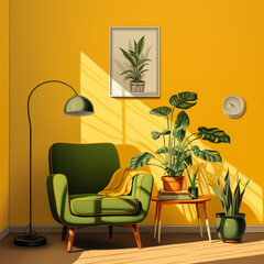 interior design for color trend 2020,3d rendering,3d iilustration