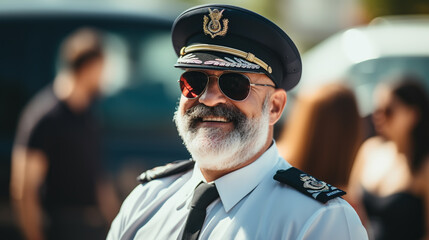 Obraz premium Unrecognizable female pilot on the cockpit of an aircraft