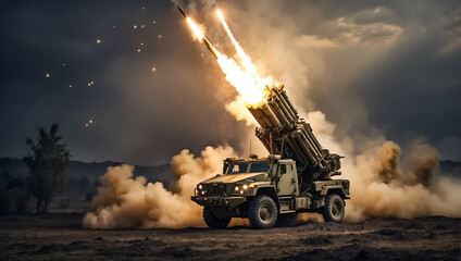 defense system Patriot in the field background