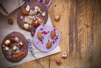 Chocolate cookies with nuts and lavender